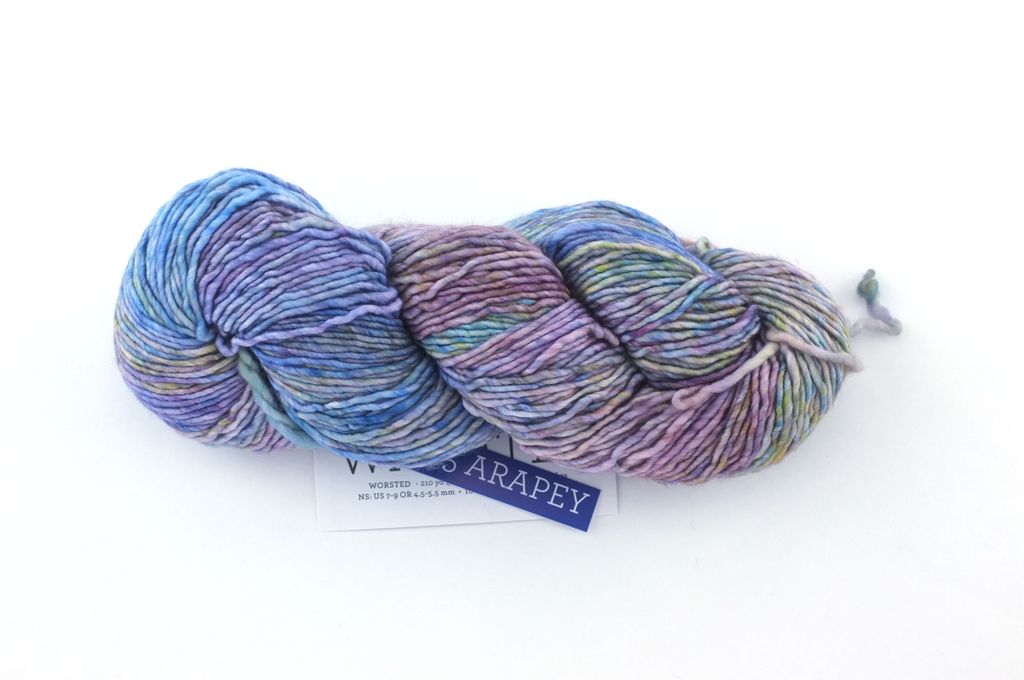 Malabrigo Washted in color Arapey, Aran Weight Merino Superwash Wool Knitting Yarn, blues, purples, #875 - Red Beauty Textiles