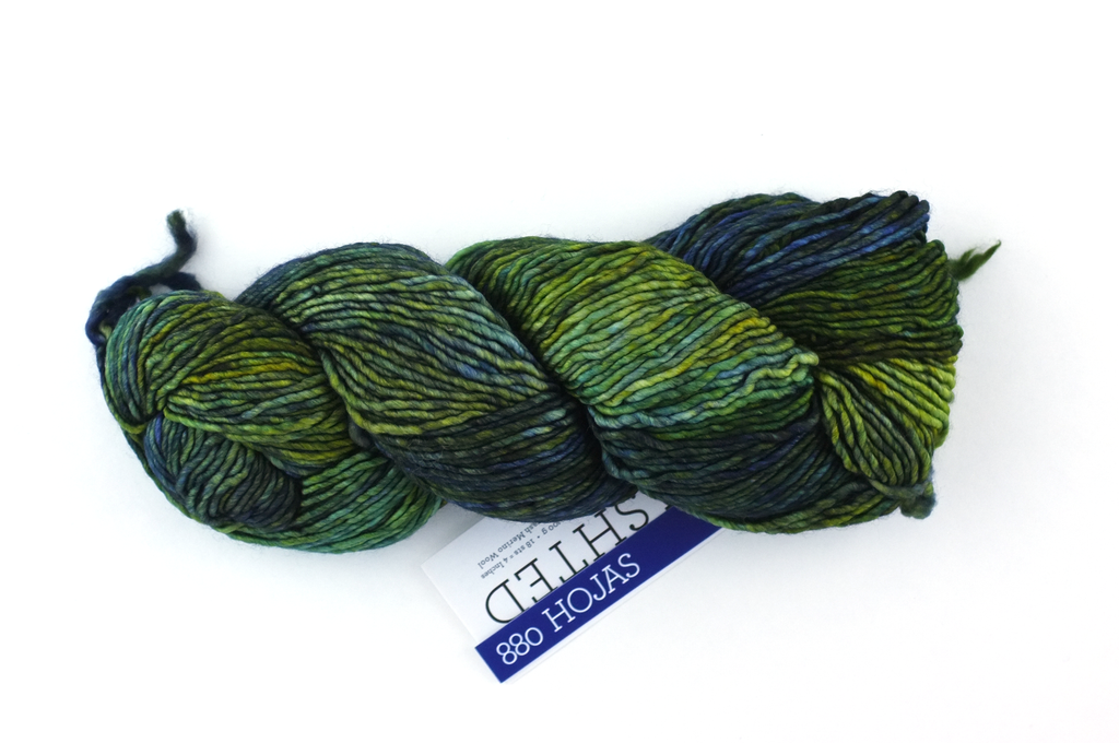 Malabrigo Washted in color Hojas, Aran Weight Merino Superwash Wool Knitting Yarn, greens! #880 - Red Beauty Textiles