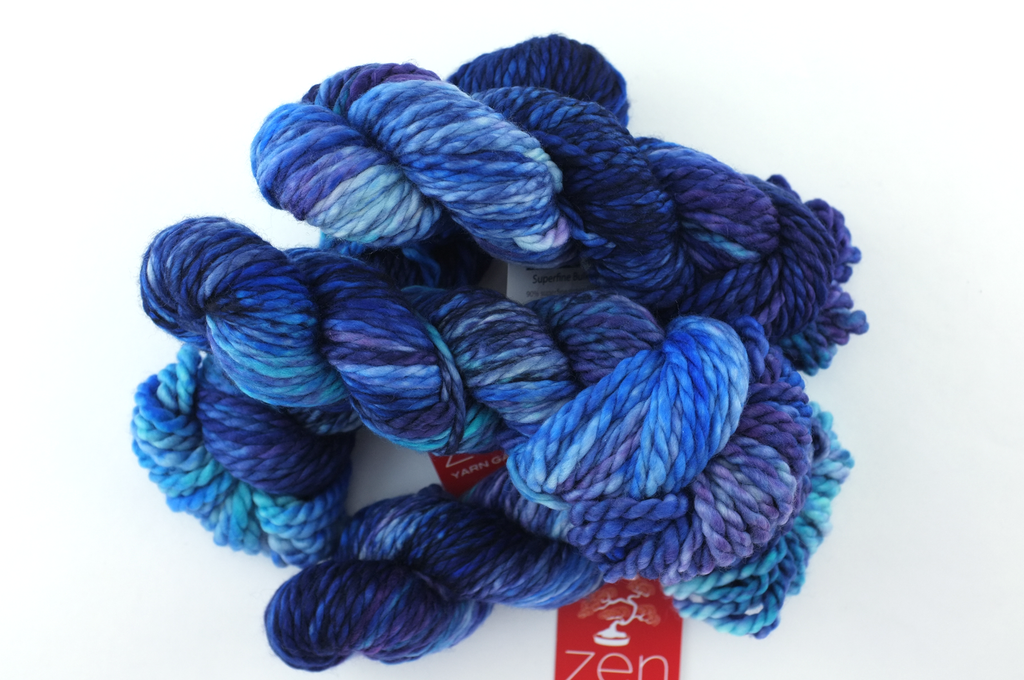 Superfine Bulky in Blue Yonder by Zen Yarn Garden in blues and purples, super bulky weight by Red Beauty Textiles