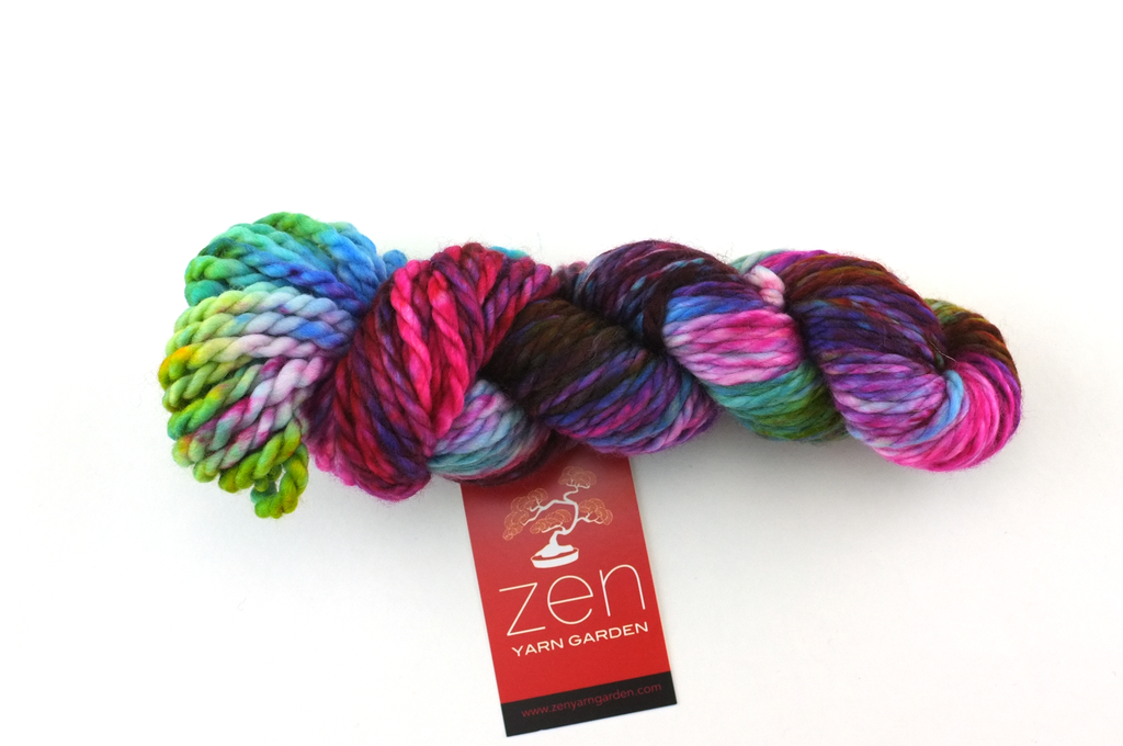 Superfine Bulky in Party Girl by Zen Yarn Garden in pinks, turquoise, lime, super bulky weight
